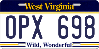 WV license plate OPX698