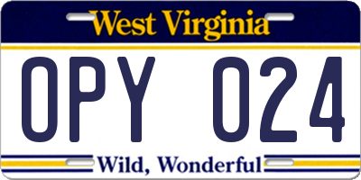 WV license plate OPY024