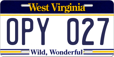 WV license plate OPY027