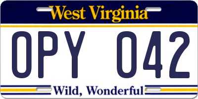 WV license plate OPY042