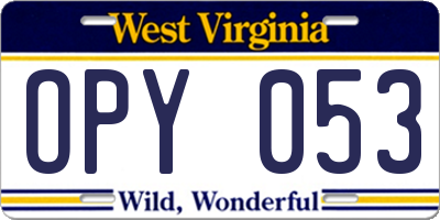 WV license plate OPY053
