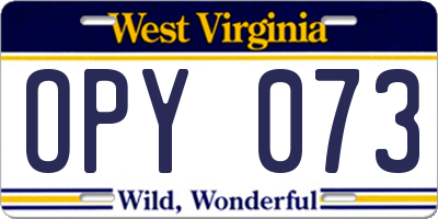 WV license plate OPY073