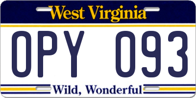 WV license plate OPY093