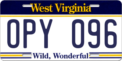 WV license plate OPY096