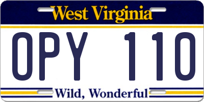 WV license plate OPY110