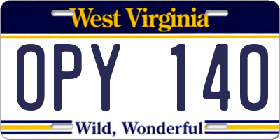 WV license plate OPY140