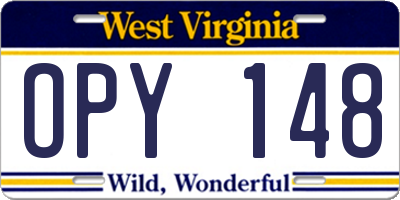 WV license plate OPY148