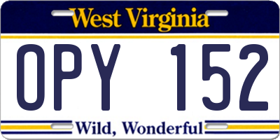 WV license plate OPY152