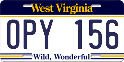 WV license plate OPY156