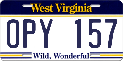 WV license plate OPY157