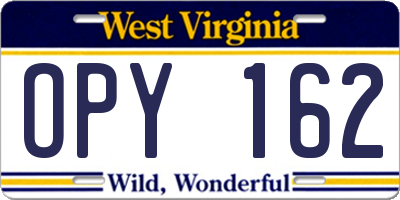 WV license plate OPY162