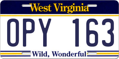 WV license plate OPY163