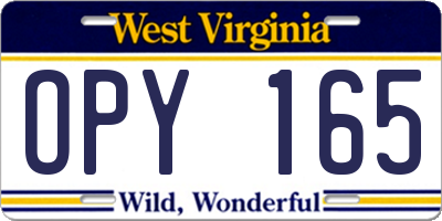 WV license plate OPY165
