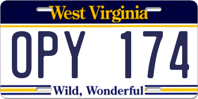 WV license plate OPY174