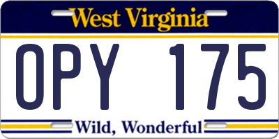 WV license plate OPY175