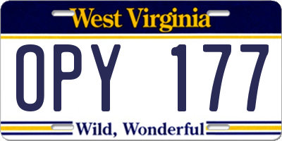 WV license plate OPY177