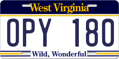 WV license plate OPY180