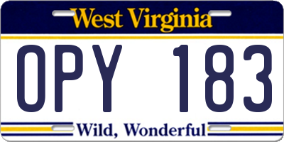 WV license plate OPY183