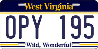 WV license plate OPY195