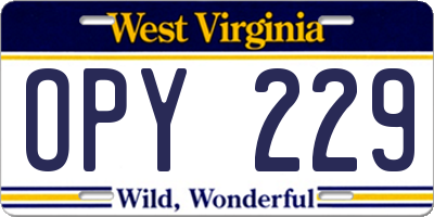 WV license plate OPY229