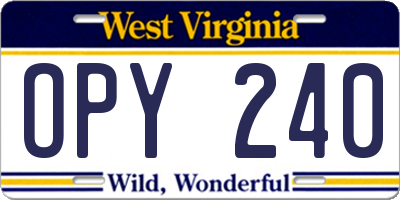WV license plate OPY240