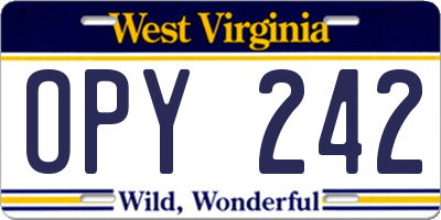 WV license plate OPY242