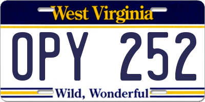 WV license plate OPY252