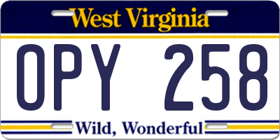 WV license plate OPY258