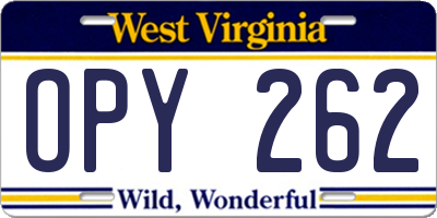 WV license plate OPY262