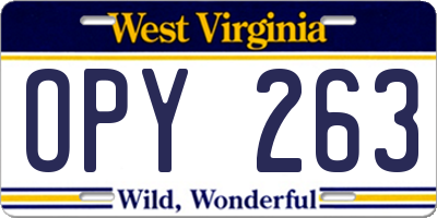 WV license plate OPY263