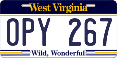 WV license plate OPY267