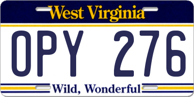 WV license plate OPY276