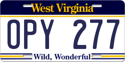 WV license plate OPY277