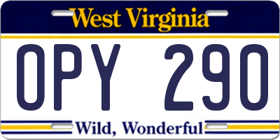 WV license plate OPY290