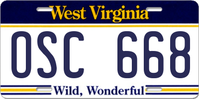 WV license plate OSC668