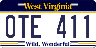 WV license plate OTE411