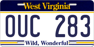 WV license plate OUC283