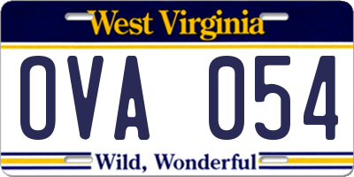 WV license plate OVA054