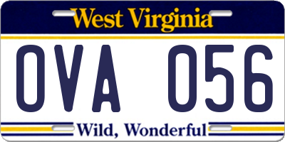 WV license plate OVA056
