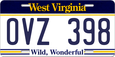 WV license plate OVZ398
