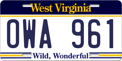 WV license plate OWA961