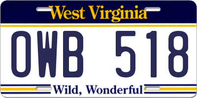 WV license plate OWB518