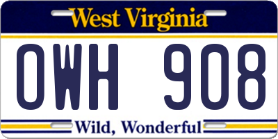 WV license plate OWH908