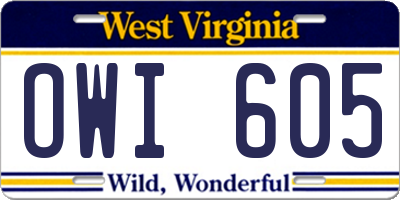 WV license plate OWI605