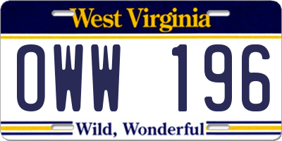 WV license plate OWW196
