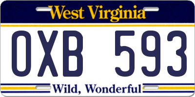 WV license plate OXB593