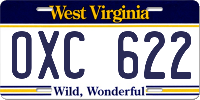WV license plate OXC622