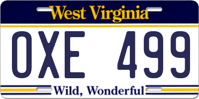 WV license plate OXE499