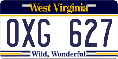 WV license plate OXG627