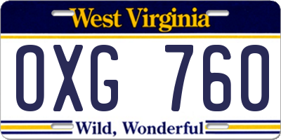 WV license plate OXG760